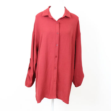 SHEIN Deep Red Long-Sleeve Shirt, Size L