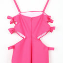 Bright Pink Bodycon Dress, Bow Details and Cutouts, Size XS-3
