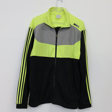 Adidas Black, Grey and Neon Yellow Sports Jacket, Size L