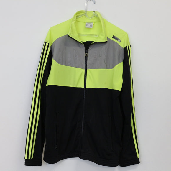 Adidas Black, Grey and Neon Yellow Sports Jacket, Size L