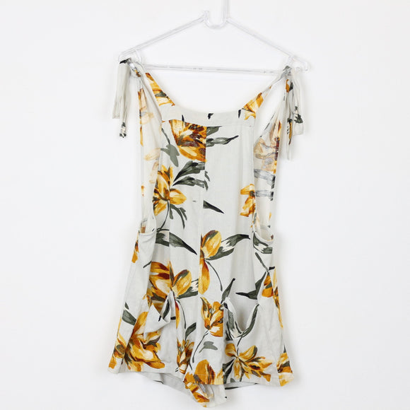 Floral Linen Dungarees, Size S