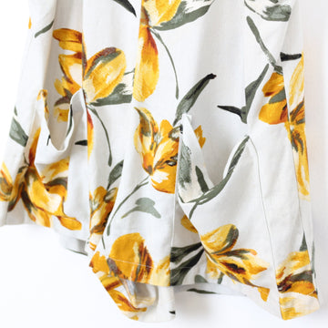 Floral Linen Dungarees, Size S - 0