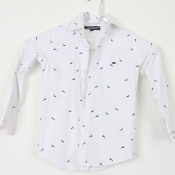 Tommy Hilfiger White Bird-Print Shirt, Size 3/4