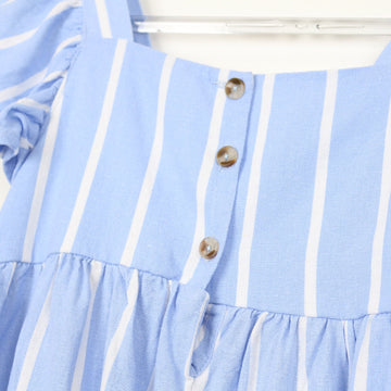 Blue and White Linen-Feel Dress, Size 7/8 - 0