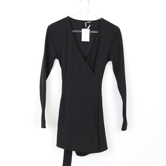 H&M Black Long-Sleeve Mini Dress | Size S