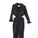 ZARA Black Denim Bodysuit | Size S-1