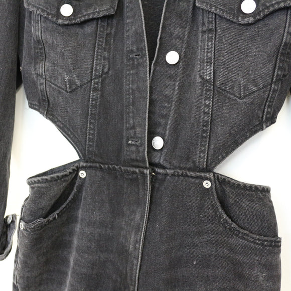 ZARA Black Denim Bodysuit | Size S