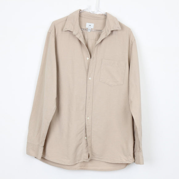 H&M Beige Linen-Feel Regular-Fit Shirt | Size L