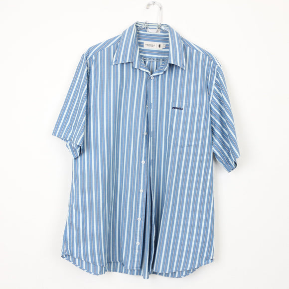 Pringle Blue Striped Short-Sleeve Shirt | Size L