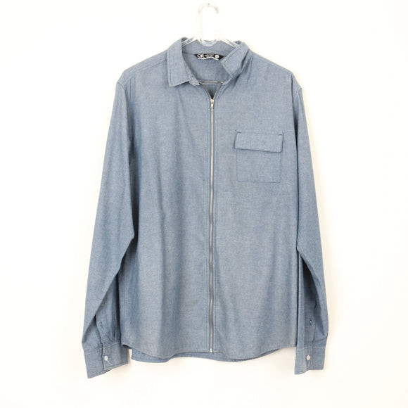 Oakridge Denim-Look Long-Sleeve Zip-Up Shirt – Casual Overshirt | Size 2XL | Pre-Loved