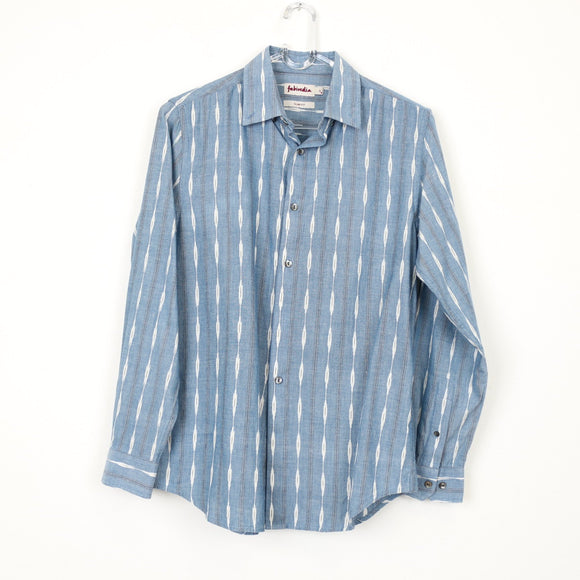Blue & White Long-Sleeve Shirt – Slim Fit Casual Button-Up | Size S | Pre-Loved