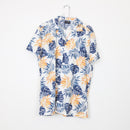 Blue Barrel Palm Leaf Print Short-Sleeve Shirt – Tropical Casual Button-Up | Size XL | Pre-Loved-1
