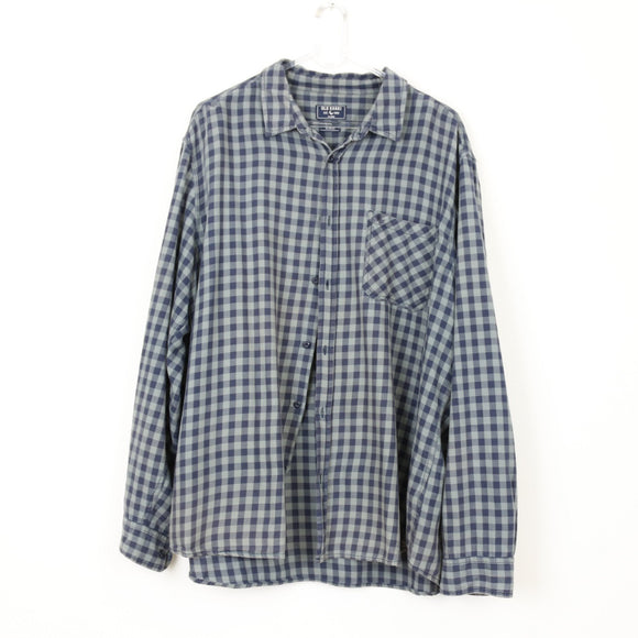 Old Khaki Blue & Sage Gingham Long-Sleeve Shirt – Checked Casual Button-Up | Size 2XL | Pre-Loved