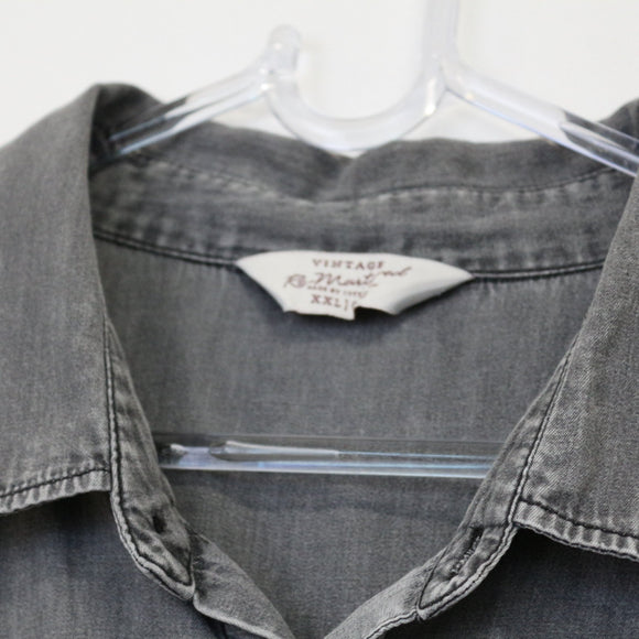 Cotton On Faded Denim-Look Short-Sleeve Shirt – Casual Button-Up | Size 2XL | Pre-Loved