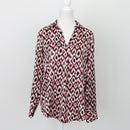 Satin Patterned Long-Sleeve Blouse – Silky Smart Casual Top | Size 32 | Pre-Loved-1