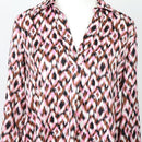 Satin Patterned Long-Sleeve Blouse – Silky Smart Casual Top | Size 32 | Pre-Loved-4