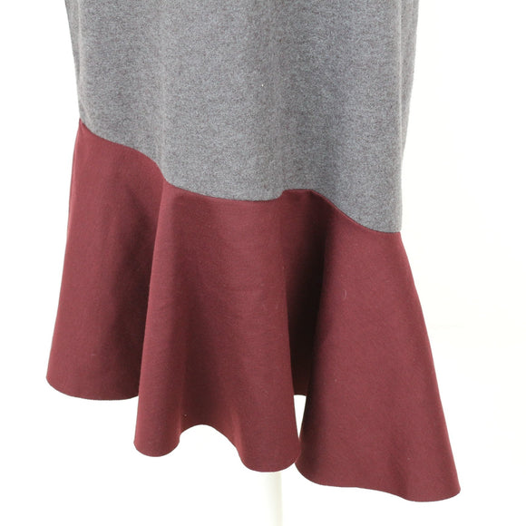 Grey & Maroon Winter Dress – Cosy Long-Sleeve Day Dress | Size L | Pre-Loved