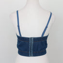 Cropped Denim Bralette with Rhinestone Detail – Sleeveless Festival Top | Size S | Pre-Loved-4