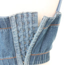 Cropped Denim Bralette with Rhinestone Detail – Sleeveless Festival Top | Size S | Pre-Loved-5