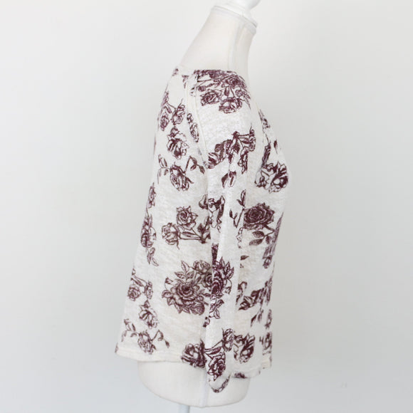 New Look Cream Knitted Top with Maroon Detail – Cosy Knit for Layering | Size 8 | Pre-Loved