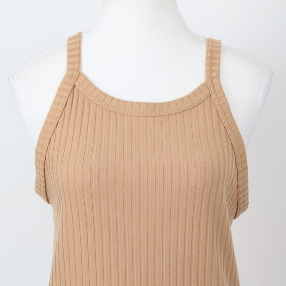Foschini Camel Ribbed Halter Neck Top – Sleeveless Fitted Knit | Size M | Pre-Loved