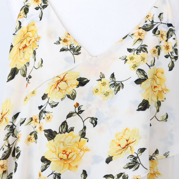 Foschini Yellow Floral Strappy Blouse – Sleeveless Summer Top | Size 18 | Pre-Loved