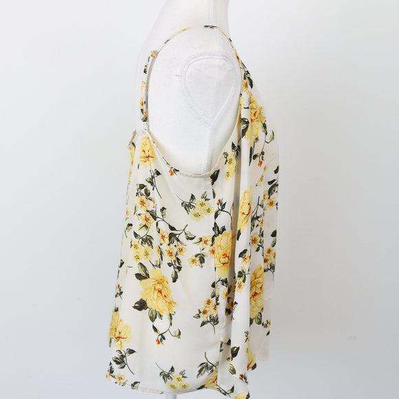 Foschini Yellow Floral Strappy Blouse – Sleeveless Summer Top | Size 18 | Pre-Loved