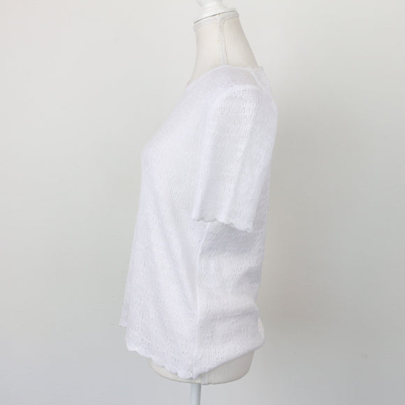 White Knitted Blouse – Cosy Knit Top for Layering | Size XS | Pre-Loved