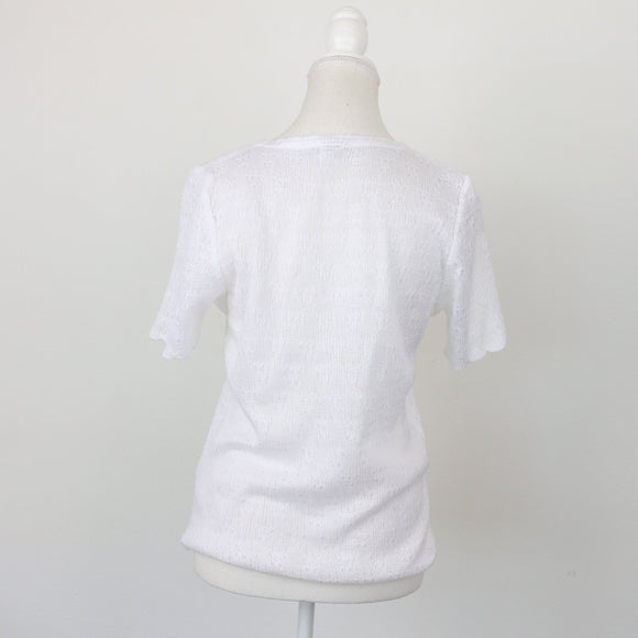 White Knitted Blouse – Cosy Knit Top for Layering | Size XS | Pre-Loved