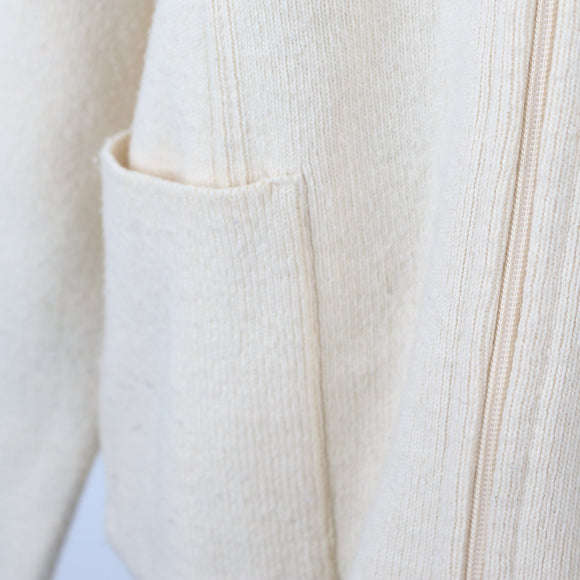 Cream Zip-Up Wool Jersey – Cosy Knit Cardigan for Layering | Size M | Pre-Loved