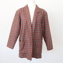 Grey & Orange Houndstooth Blazer – Checked Smart Casual Jacket | Size L | Pre-Loved-1