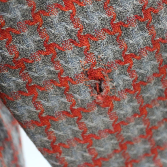 Grey & Orange Houndstooth Blazer – Checked Smart Casual Jacket | Size L | Pre-Loved