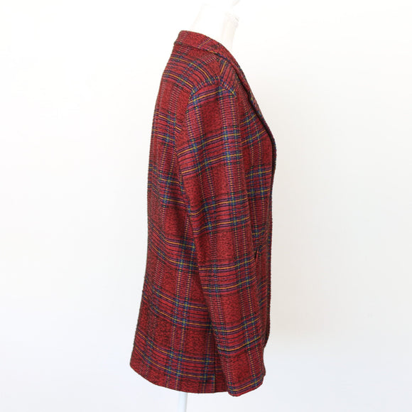 Foschini Red Plaid Textured Blazer – Checked Smart Casual Jacket | Size 8 | Pre-Loved
