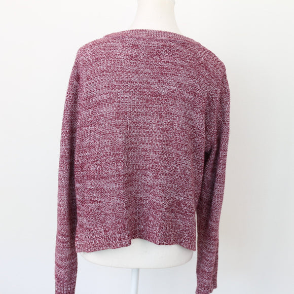 Cotton On Maroon & White Cropped Jersey – Cosy Knit Jumper | Size M | Pre-Loved
