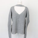 Boohoo Grey V-Neck Jersey – Cosy Knit Jumper for Layering | Size M | Pre-Loved-1