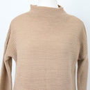 Beige Ribbed Polo-Neck Jersey, Size 34-2