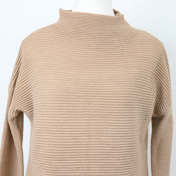 Beige Ribbed Polo-Neck Jersey, Size 34 - 0