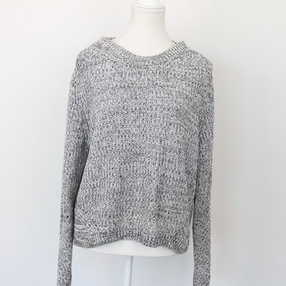 H&M Black & White Cable-Knit Jersey, Size L