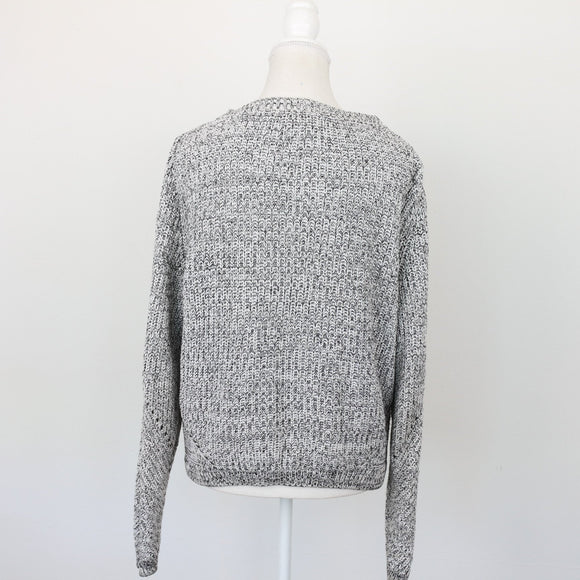 H&M Black & White Cable-Knit Jersey, Size L