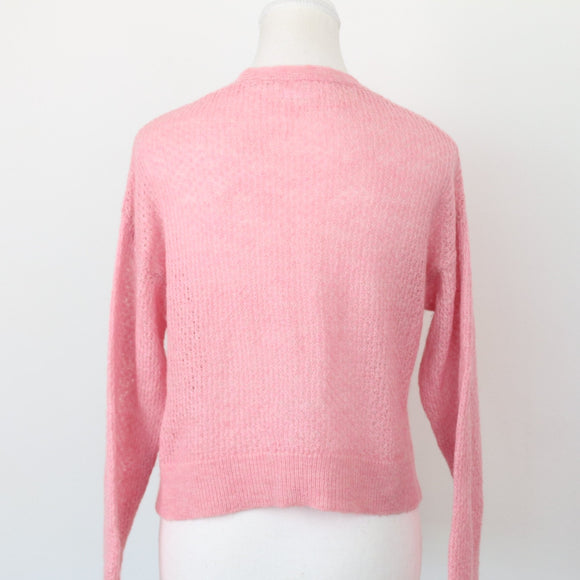 Mango Pink Wool-Blend V-Neck Jersey, Size S
