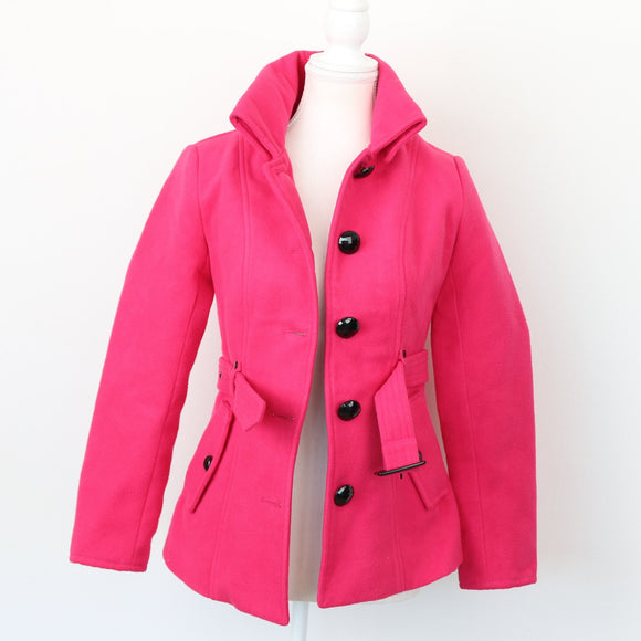 Inwear bright pink melton coat with black buttons - 28