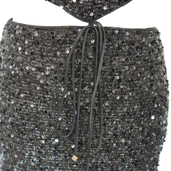 Mini Sparkly Black Cut-Out Cocktail Dress, Size XS