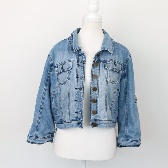 Light Blue Cropped Denim Jacket, Size S