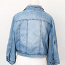 Light Blue Cropped Denim Jacket, Size S-4