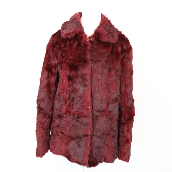 Wine Red Fur Jacket, Size M