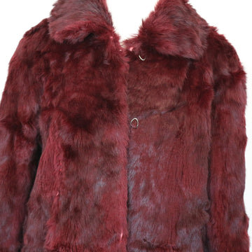 Wine Red Fur Jacket, Size M - 0