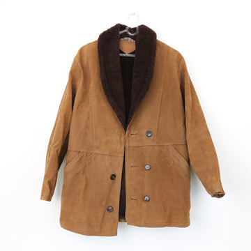 Vintage Brown Softshell Double-Breasted Jacket, Size L