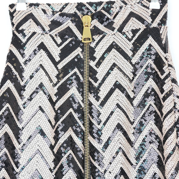 Gold & Black Beaded Pencil Skirt, Size XS
