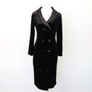 Velvet Bodycon Button-Down Dress, Size M-1