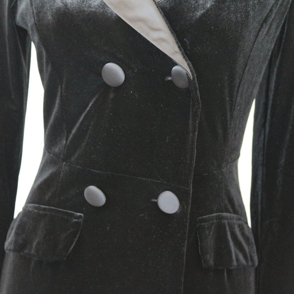Velvet Bodycon Button-Down Dress, Size M